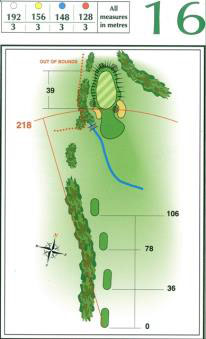 Map of Hole 16 on the Championship Course at Penina Golf Resort
